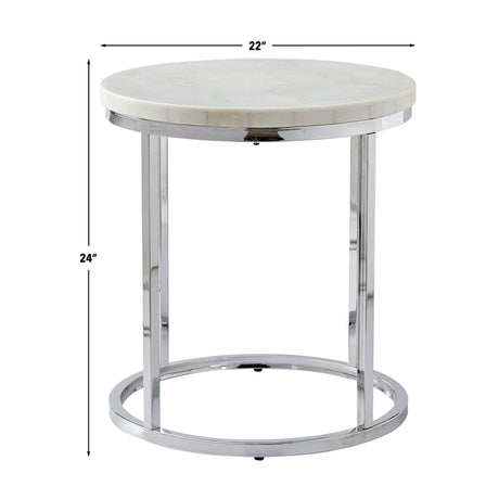 Echo White Marble Top Round End Table from Steve Silver - Luna Furniture
