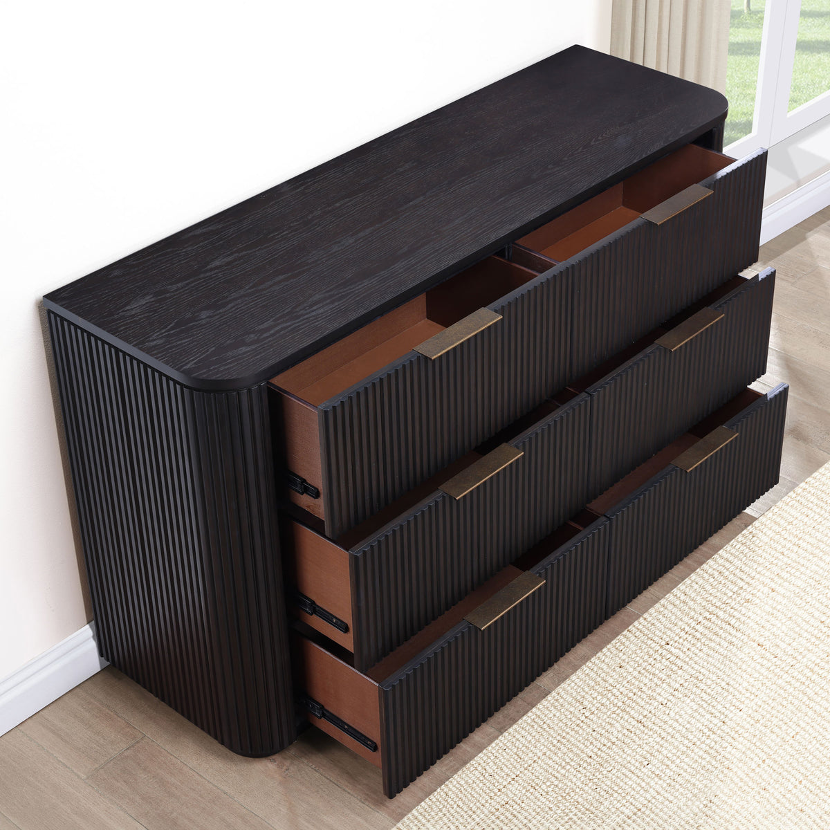 Henry 65″ 6-Drawer Reeded Dresser, Espresso Finish from Steve Silver - Luna Furniture