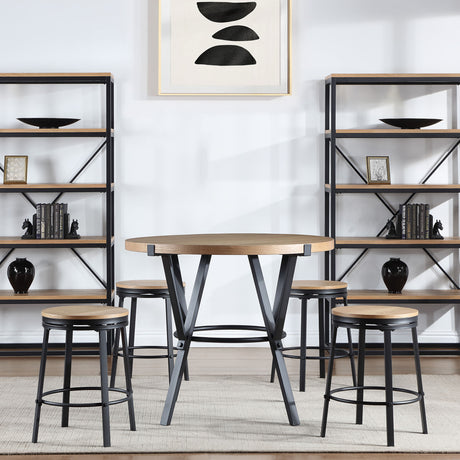 Magnolia 42-inch Round Counter Table, Black and Sand from Steve Silver - Luna Furniture