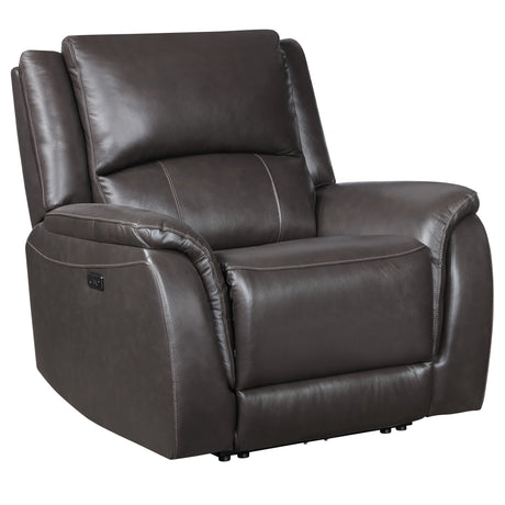 Alexandria Chocolate Top-Grain Leather Power Recliner from Steve Silver - Luna Furniture