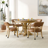 Rylie Natural 48" Round Counter Dining Table with 4 Drawers and Folding Game Top from Steve Silver - Luna Furniture