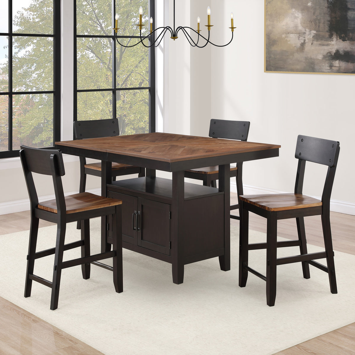 Bermuda 5-Piece Counter Dining Set in Black from Steve Silver - Luna Furniture