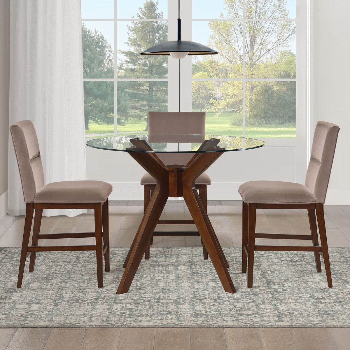 Zen 5-Piece Counter Set with Brown Velvet Counter Chairs from Steve Silver - Luna Furniture