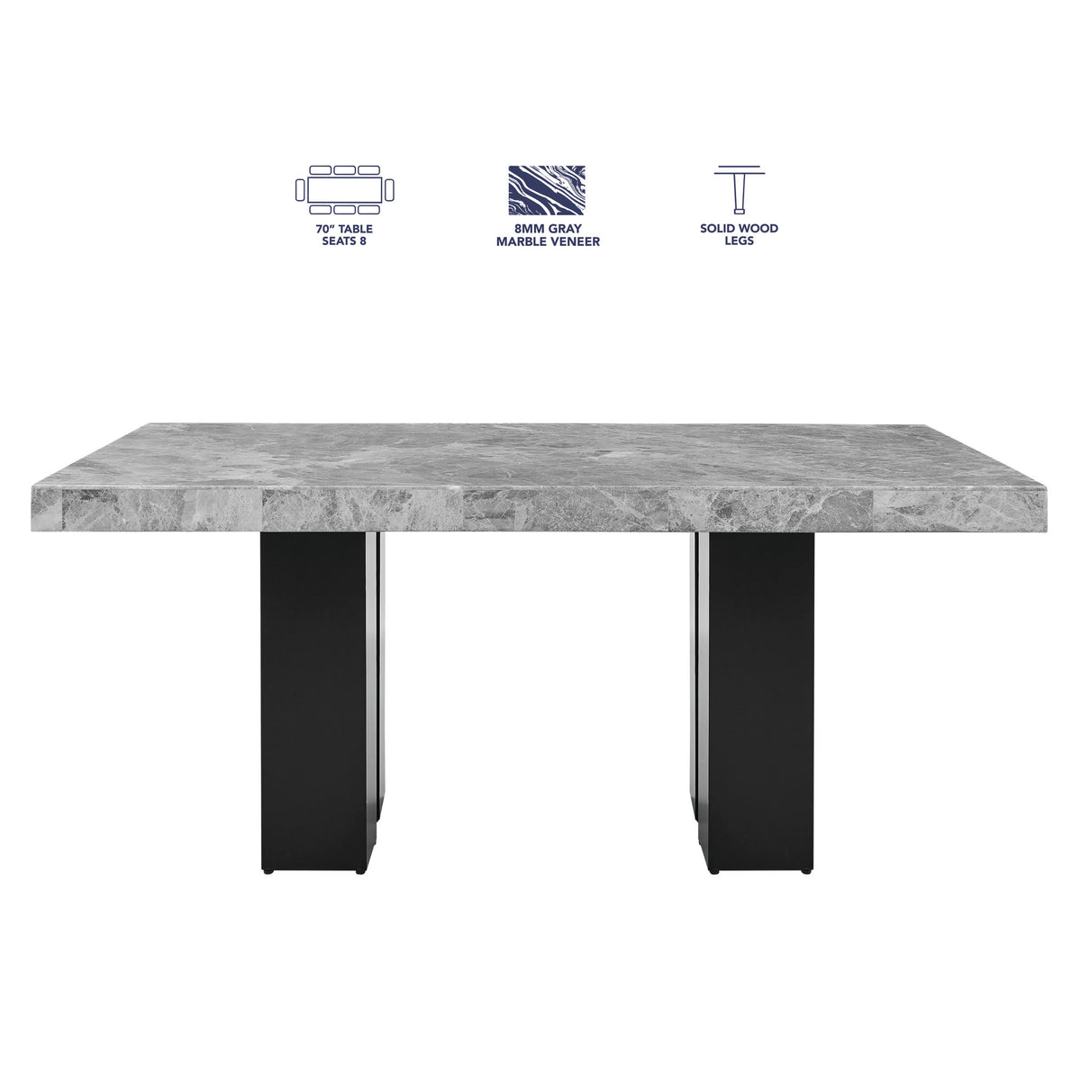 Artemis White/Gray 5-Piece 70″ Rectangle Marble Top Dining Set with Chenille Chairs from Steve Silver - Luna Furniture