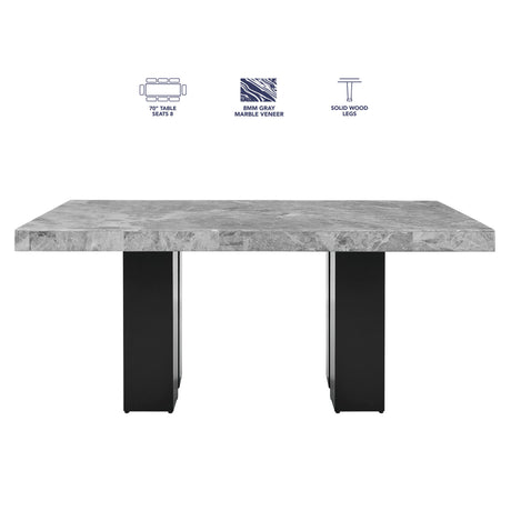 Artemis White/Gray 5-Piece 70″ Rectangle Marble Top Dining Set with Chenille Chairs from Steve Silver - Luna Furniture