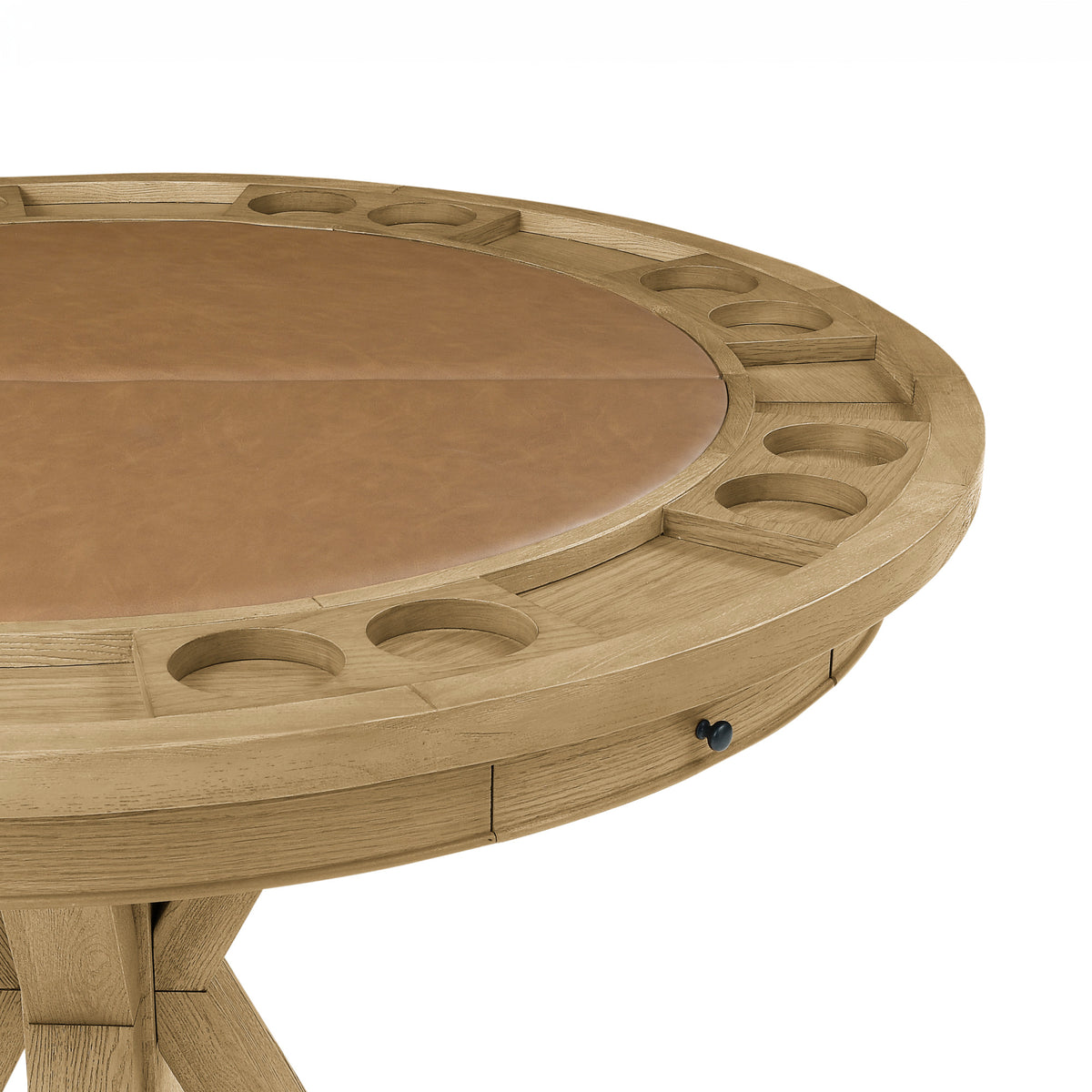 Rylie Natural 48" Round Counter Dining Table with 4 Drawers and Folding Game Top from Steve Silver - Luna Furniture