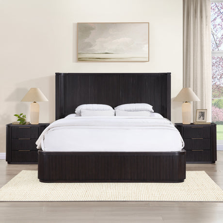 Henry Espresso Reeded King Bed from Steve Silver - Luna Furniture