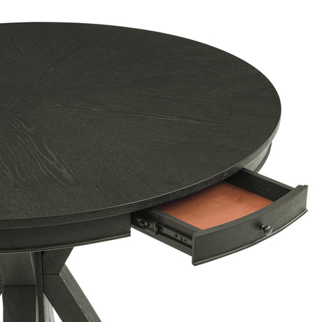 Rylie 48-inch Round Counter Dining Table with 4 Drawers, Black Finish from Steve Silver - Luna Furniture