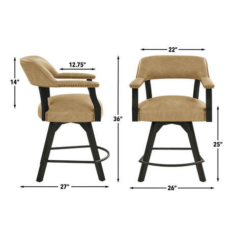 Rylie Black/Sand Vegan Leather 24″ Counter Captains Chair, Set of 2 from Steve Silver - Luna Furniture