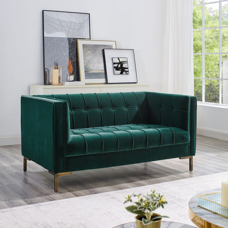 Isaac Channel Stitched Green Velvet Loveseat from Steve Silver - Luna Furniture