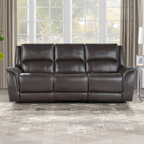 Alexandria Chocolate Power Leather Reclining Sofa from Steve Silver - Luna Furniture