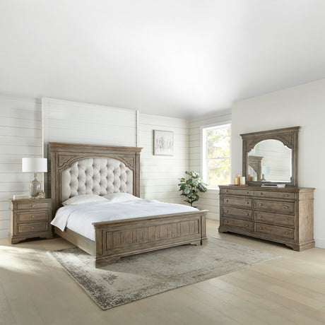 Highland Park Tan 4-Piece Queen Set(Q Bed/NS/Dresser/Mir) from Steve Silver - Luna Furniture