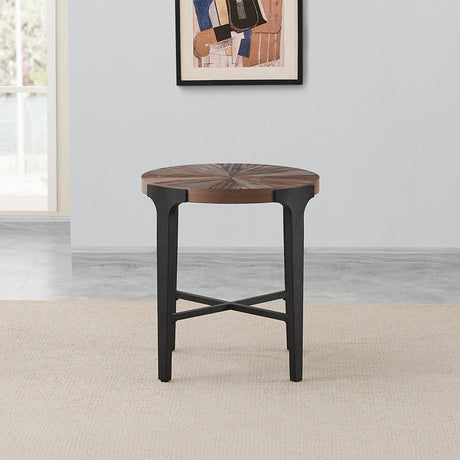 Chevron Cinnamon 22-inch Round End Table from Steve Silver - Luna Furniture