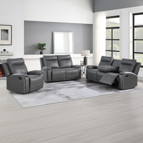 Gaston Gray 3-Piece Reclining Living Room Set from Steve Silver - Luna Furniture