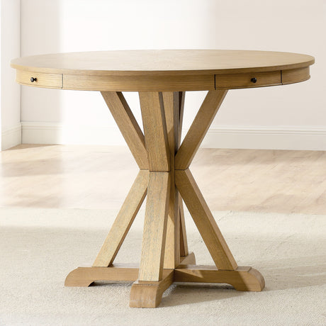 Rylie 48-inch Round Counter Dining Table with 4 Drawers, Natural Finish from Steve Silver - Luna Furniture