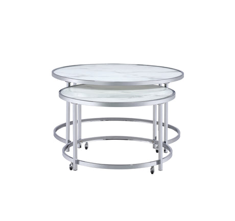 Rayne Nesting Cocktail Table, White from Steve Silver - Luna Furniture
