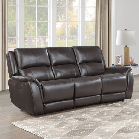 Alexandria Chocolate Power Leather Reclining Sofa from Steve Silver - Luna Furniture
