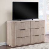 Henry 65″ 6-Drawer Reeded Dresser, Tan Finish from Steve Silver - Luna Furniture