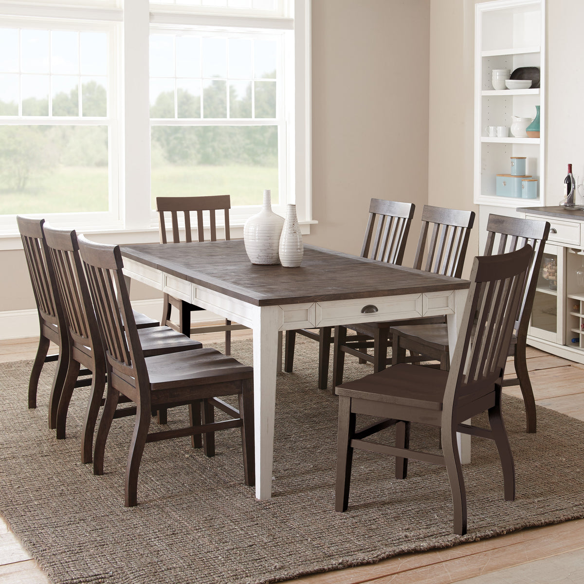 Cayla Dark Oak& White Extendable Dining Table from Steve Silver - Luna Furniture