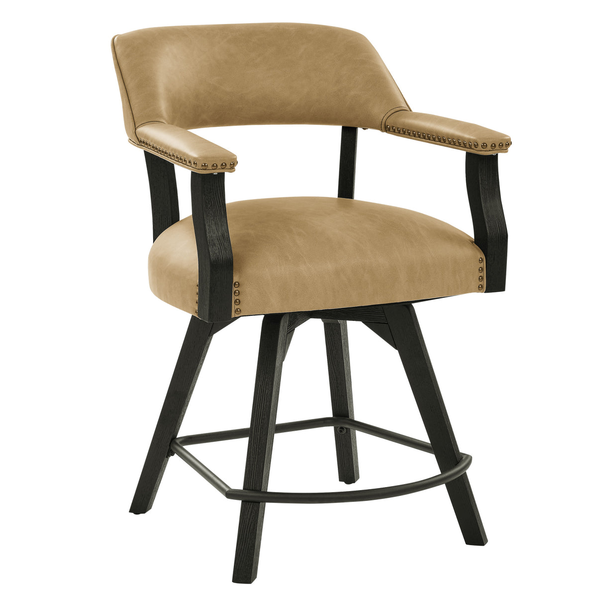 Rylie Black/Sand Vegan Leather 24" Counter Captains Chair from Steve Silver - Luna Furniture