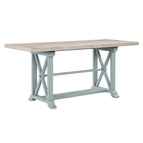 Darcy 64-82″Counter Table with 18-inch leaf, Mint Green and Natural Finish from Steve Silver - Luna Furniture