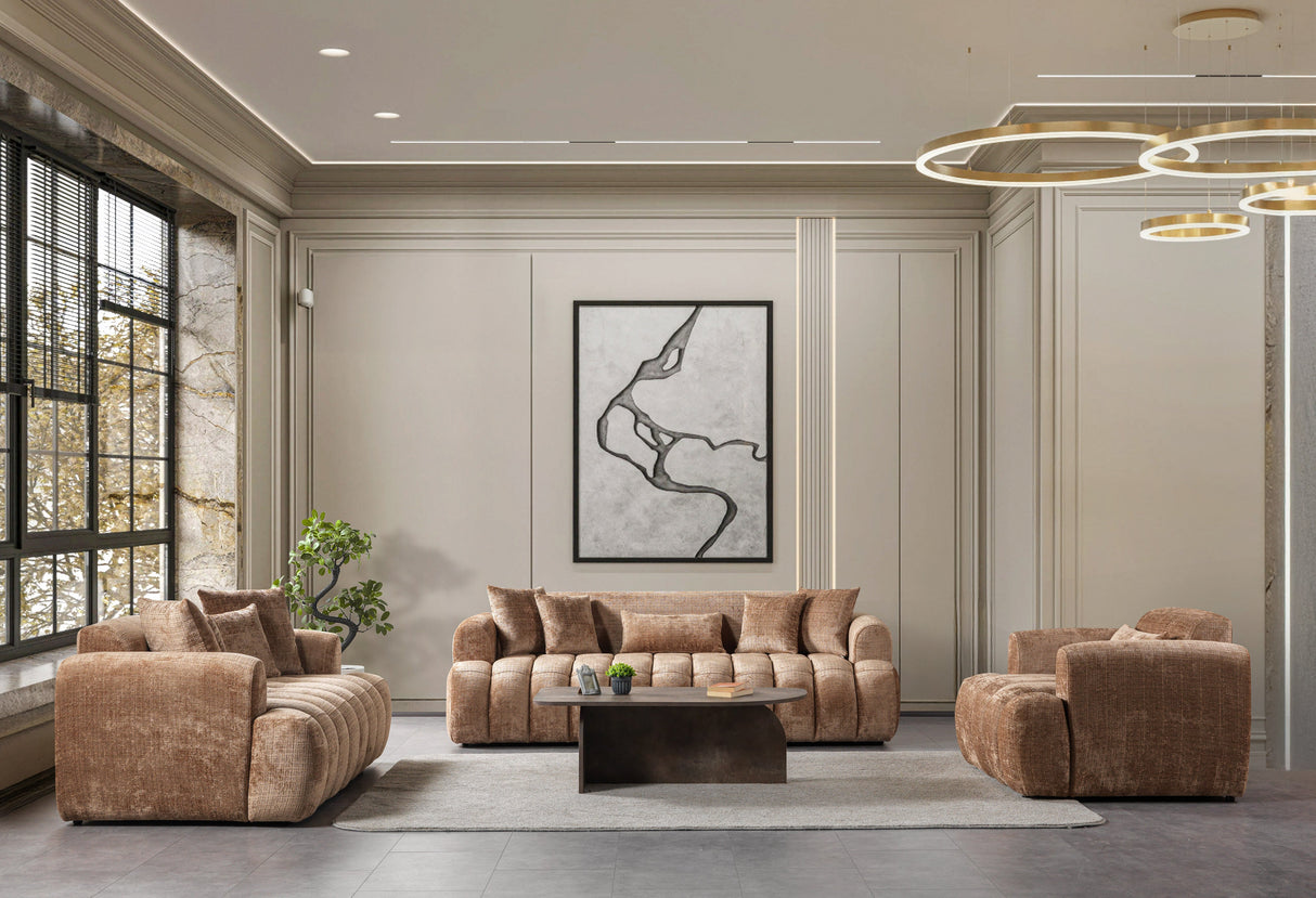 Yulia Coffee Boucle Sofa & Loveseat from Nova Furniture - Luna Furniture