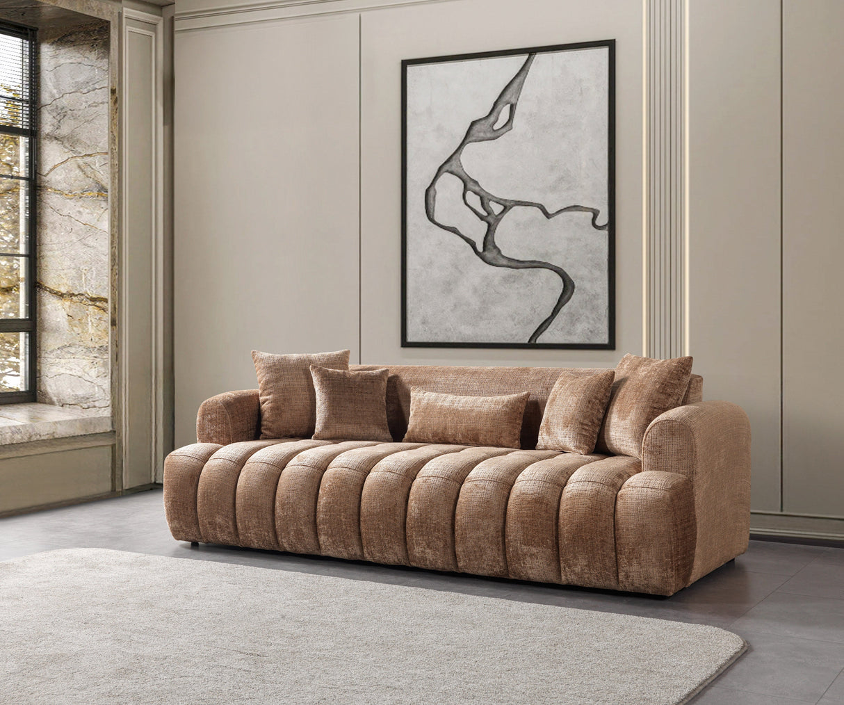 Yulia Coffee Boucle Sofa & Loveseat from Nova Furniture - Luna Furniture