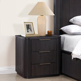 Henry Reeded 3-Drawer Nightstand with USB & Electric Outlets, Espresso Finish from Steve Silver - Luna Furniture