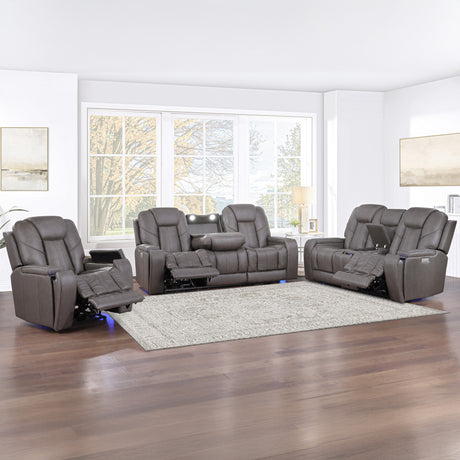 Daniel 3-Piece Triple Power Leather Reclining Home Theater Set from Steve Silver - Luna Furniture