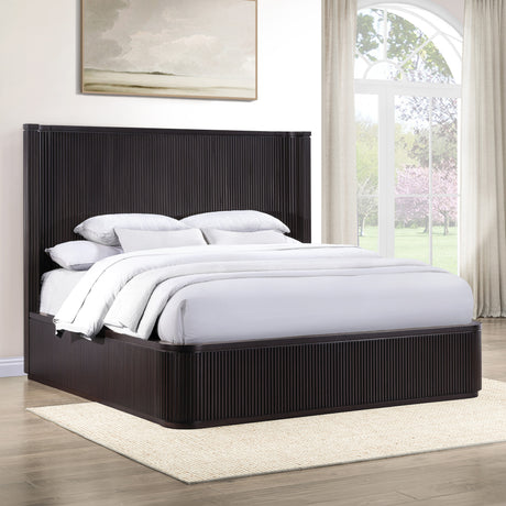 Henry Espresso Reeded King Bed from Steve Silver - Luna Furniture