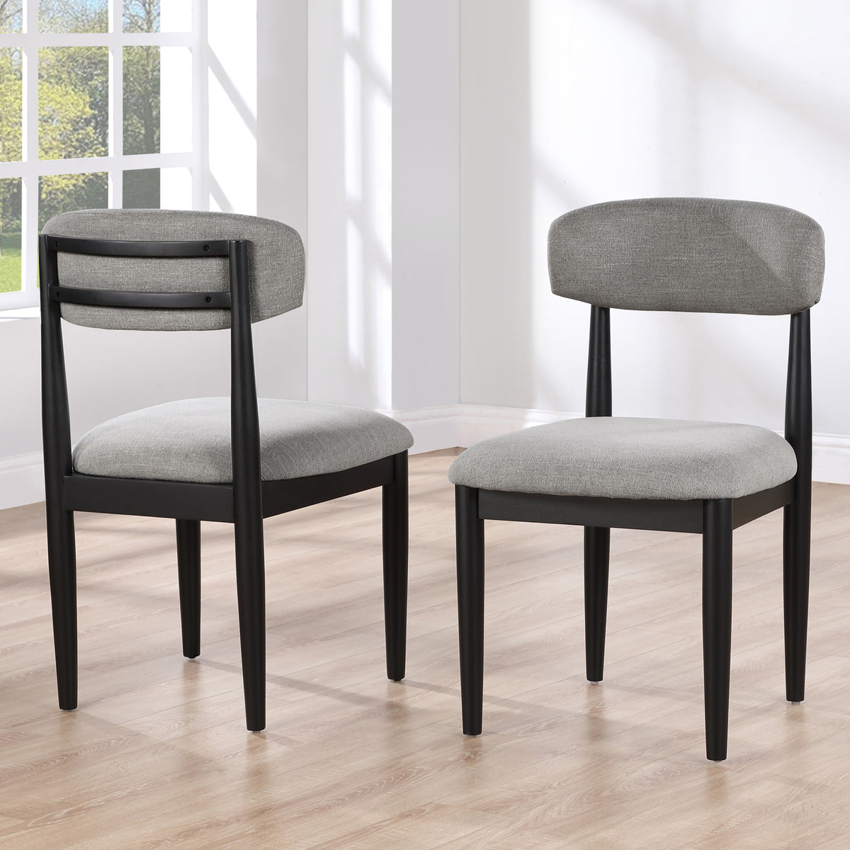 Magnolia Black/Gray Upholstered Side Chair, Black, Set of 2 from Steve Silver - Luna Furniture