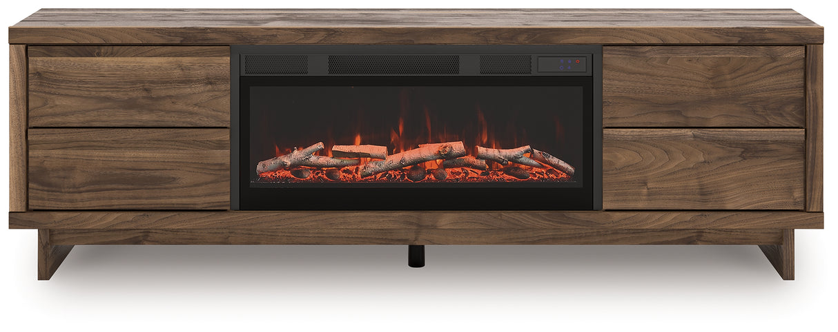 Zadilyn Brown 72" TV Stand with Electric Fireplace from Ashley Furniture - Luna Furniture