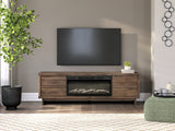Zadilyn Brown 72" TV Stand with Electric Fireplace from Ashley Furniture - Luna Furniture