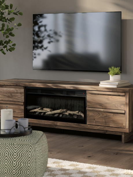 Zadilyn Brown 72" TV Stand with Electric Fireplace from Ashley - Luna Furniture