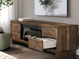Zadilyn Brown 72" TV Stand with Electric Fireplace from Ashley Furniture - Luna Furniture