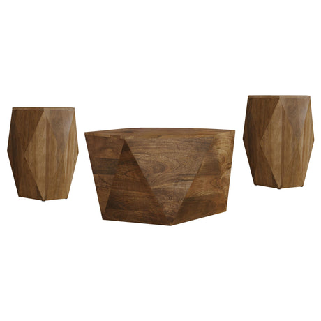 Zalika Natural 3-Piece Solid Wood Coffee and End Table Set from Coaster - Luna Furniture