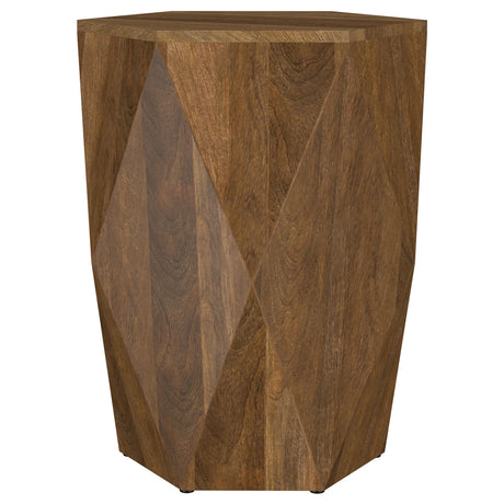 Zalika Natural Hexagonal Solid Mango Wood End Table from Coaster - Luna Furniture