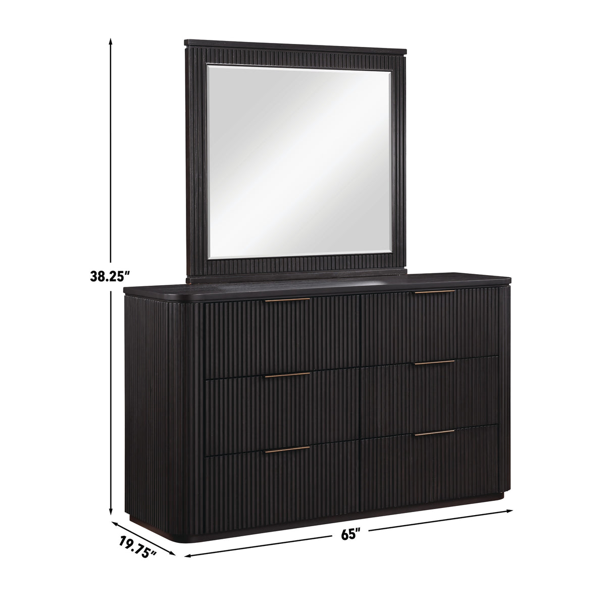 Henry 65″ 6-Drawer Reeded Dresser and Mirror, Espresso Finish from Steve Silver - Luna Furniture