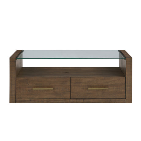 Garland Castered Glass Top Coffee Table, Toffee Finish from Steve Silver - Luna Furniture