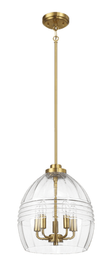 Zen Five Pendant Chain Hanging Light with Clear Glass - Satin Brass from Midinmod - Luna Furniture