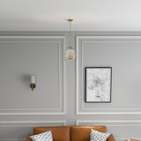 Zen Five Pendant Chain Hanging Light with Clear Glass - Satin Brass from Midinmod - Luna Furniture