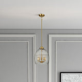Zen Five Pendant Chain Hanging Light with Clear Glass - Satin Brass from Midinmod - Luna Furniture