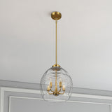 Zen Five Pendant Chain Hanging Light with Clear Glass - Satin Brass from Midinmod - Luna Furniture