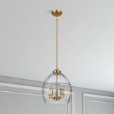 Zen Five Pendant Chain Hanging Light with Clear Glass - Satin Brass from Midinmod - Luna Furniture