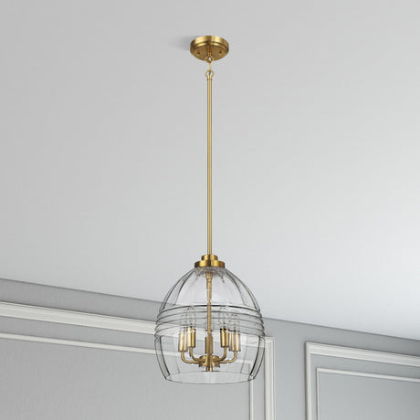 Zen Five Pendant Chain Hanging Light with Clear Glass - Satin Brass from Midinmod - Luna Furniture