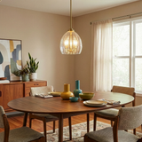 Zen Five Pendant Chain Hanging Light with Clear Glass - Satin Brass from Ashcroft Furniture - Luna Furniture
