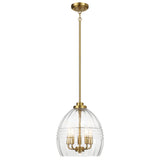 Zen Five Pendant Chain Hanging Light with Clear Glass - Satin Brass from Ashcroft Furniture - Luna Furniture