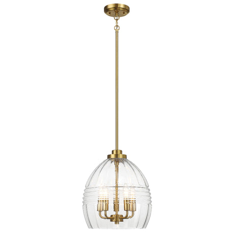 Zen Five Pendant Chain Hanging Light with Clear Glass - Satin Brass from Ashcroft Furniture - Luna Furniture
