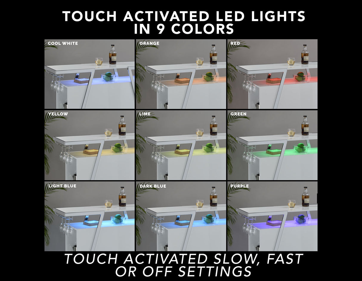 Zena White/Chrome 3-Piece Bar Set with LED lighting from Steve Silver - Luna Furniture