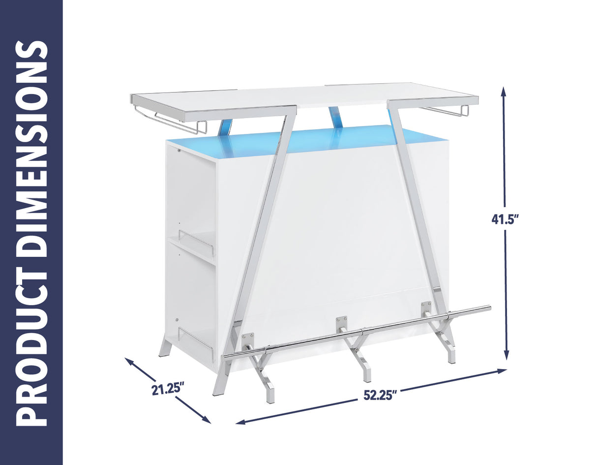Zena White/Chrome 3-Piece Bar Set with LED lighting from Steve Silver - Luna Furniture